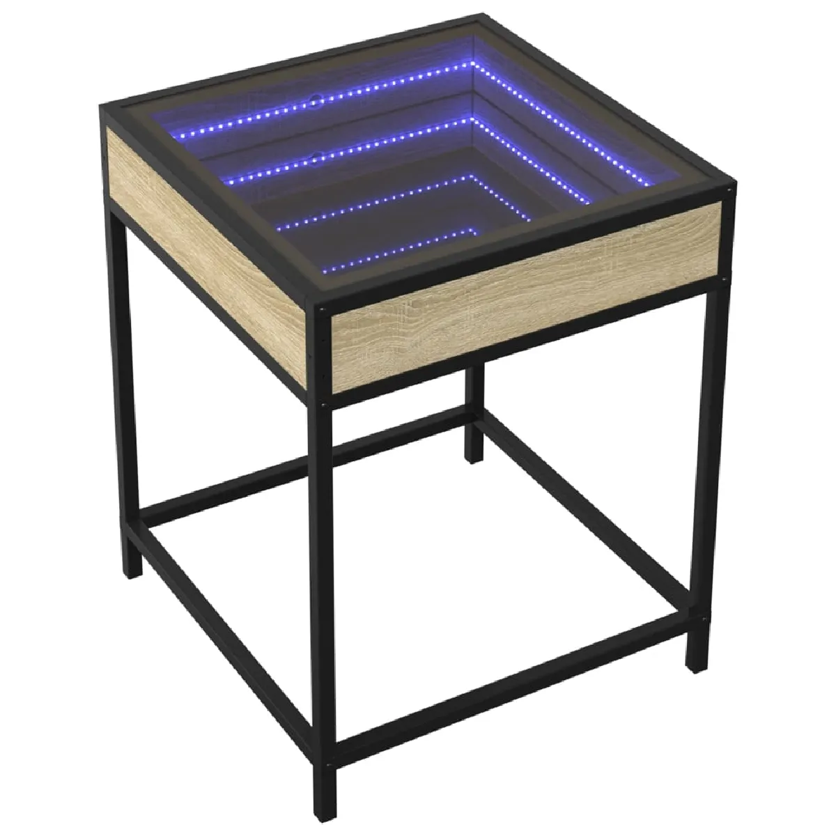 Table De Chevet Avec Miroir À Led 40 X 40 X 51 Cm Bois Dec033147