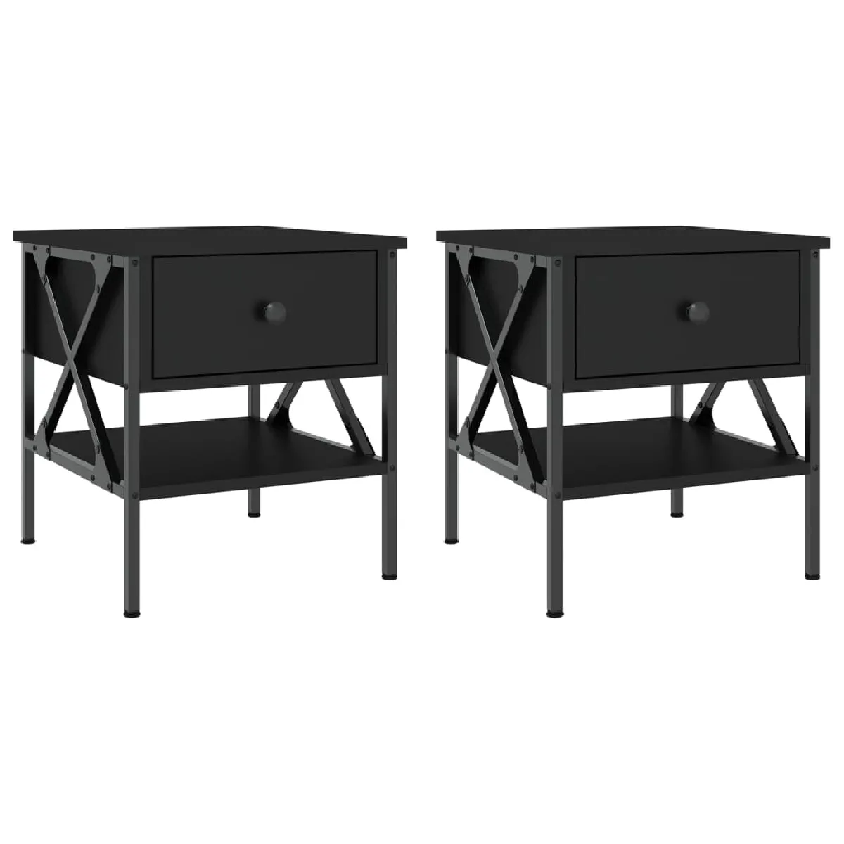 Lot De 2 Tables De Chevet Avec Tiroir Et Étagère 40 X 42 X Dec035584