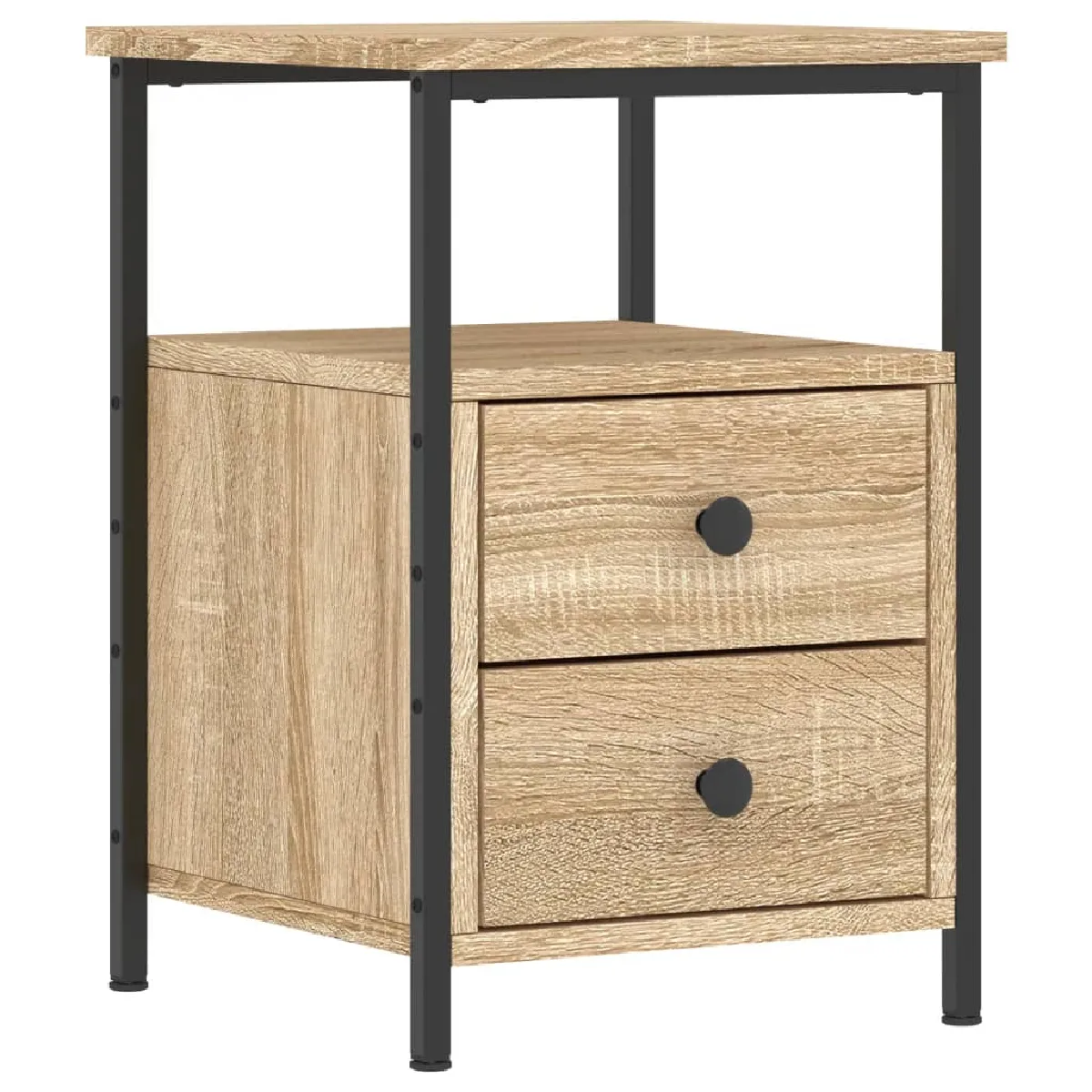 Table De Chevet Avec Tiroirs Et Étagère 34 X 35,5 X 50 Cm Bois Dec033804