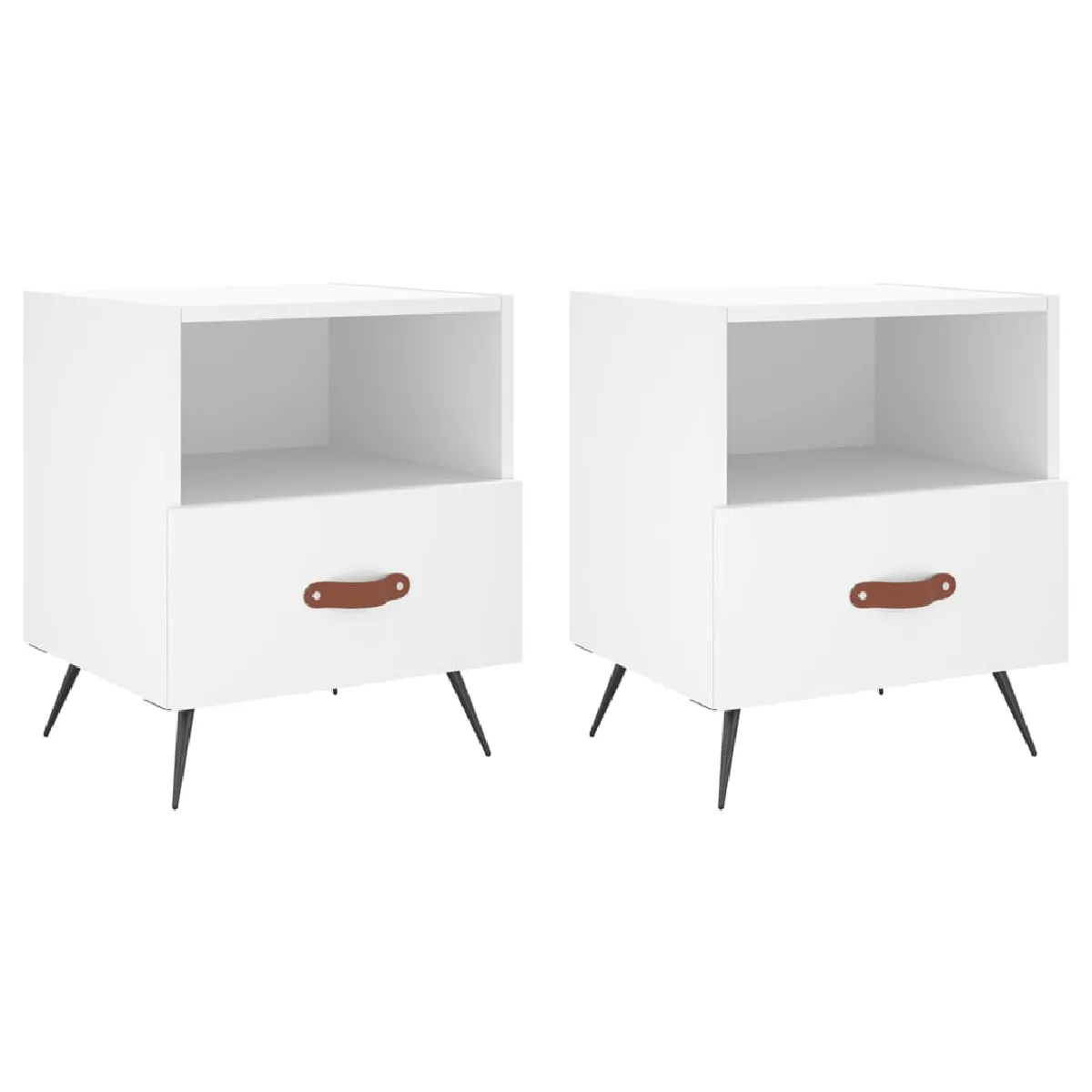 Lot De 2 Tables De Chevet Avec Tiroir Et Compartiment Ouvert 40 X 35 Dec034923