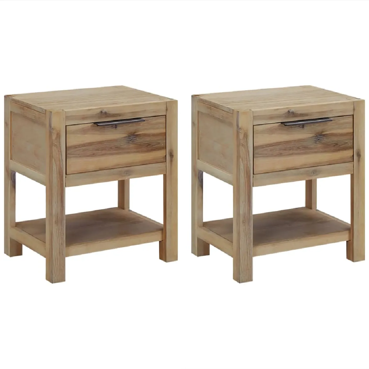 Lot De 2 Tables De Chevet Avec Tiroirs Et Étagère 40 X 30 X Dec035965