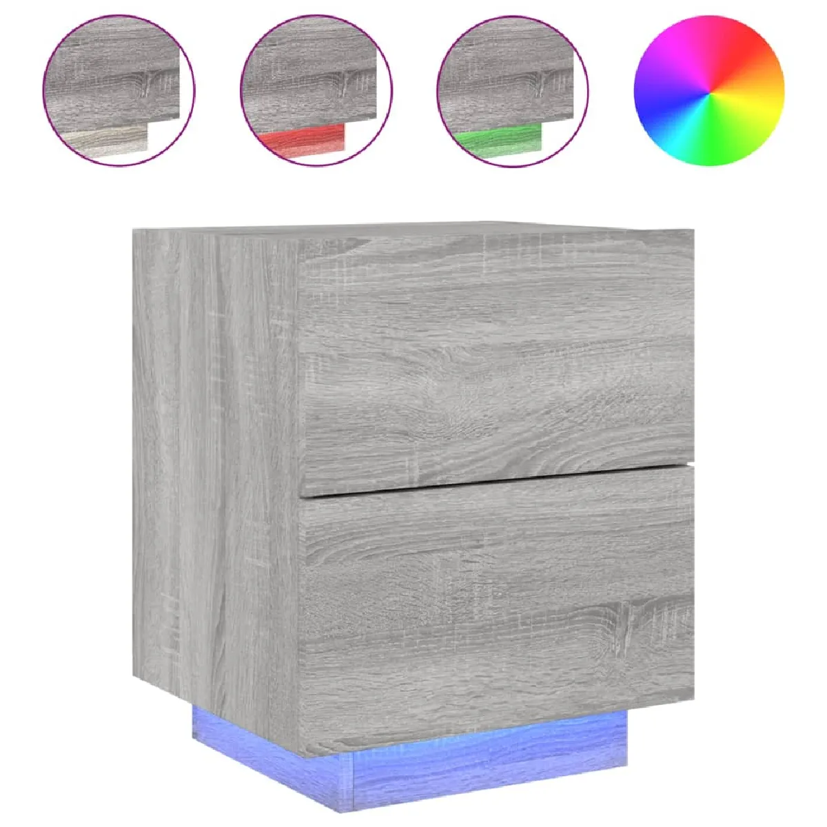 Table De Chevet Avec Tiroir Et Led 45 X 40 X 55 Cm En Dec032806