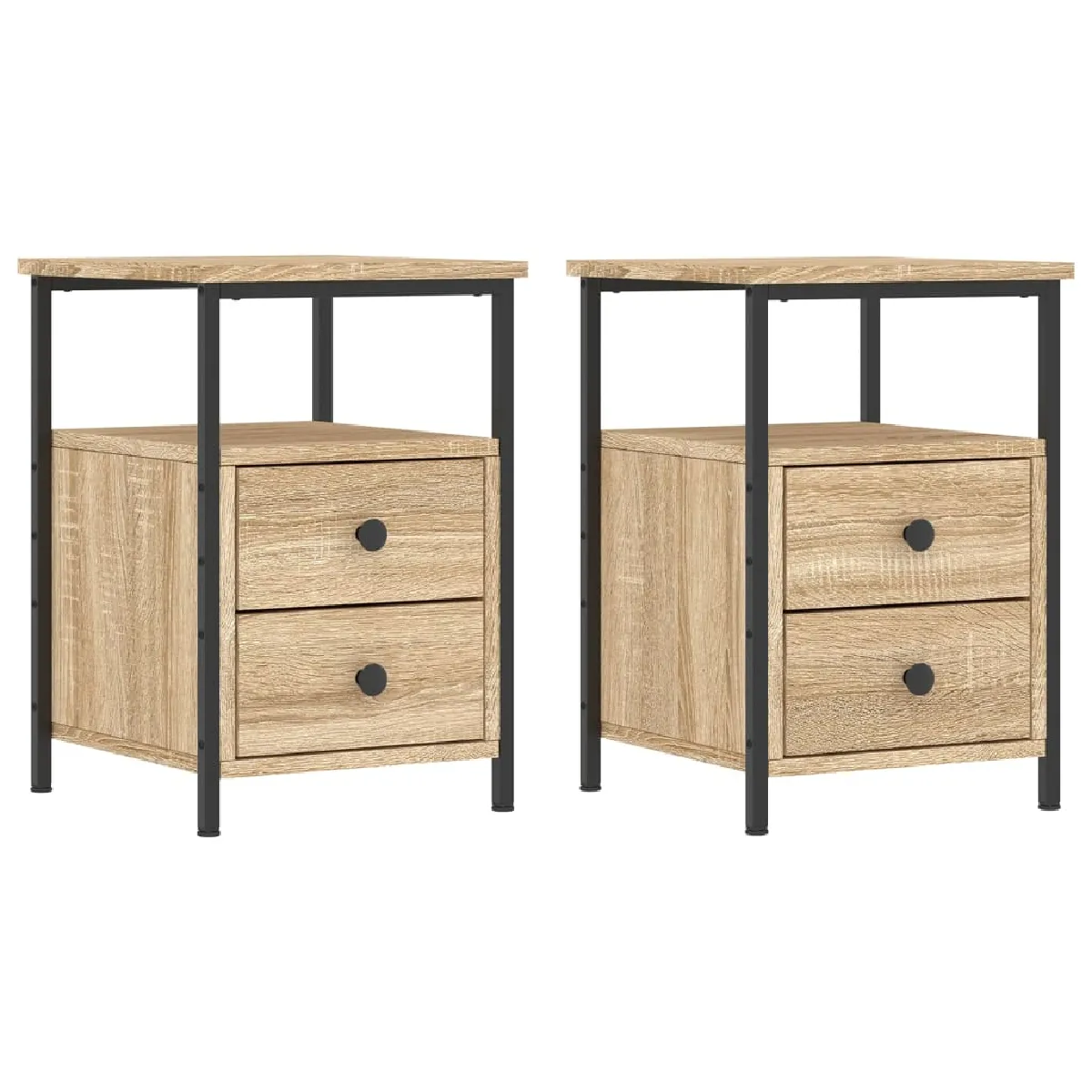 Lot De 2 Tables De Chevet Avec Tiroirs Et Étagère 34 X 35,5 X Dec035870