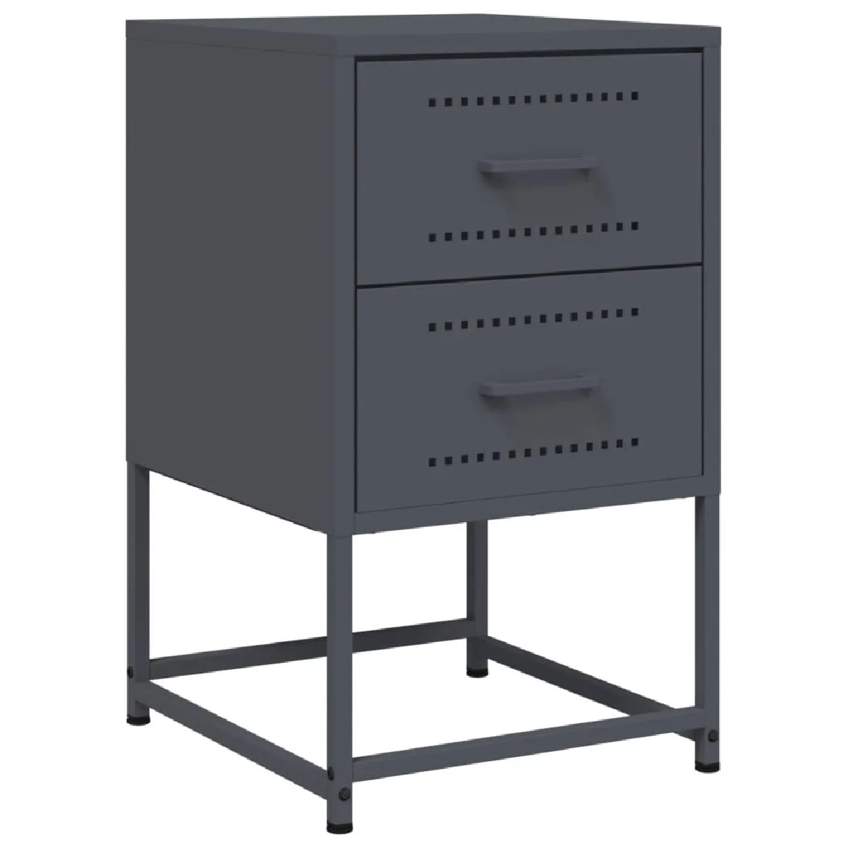 Table De Chevet Avec Deux Tiroirs 36 X 39 X 60,5 Cm Acier Anthracite Dec033101