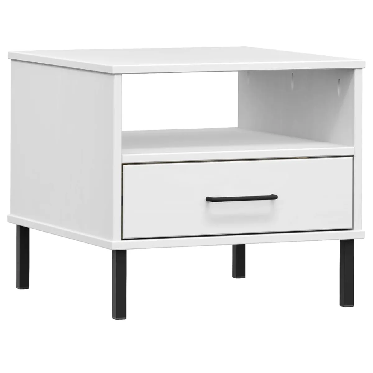 Table De Chevet Avec Tiroir Et Compartiment En Bois De Pin Blanc Dec032559