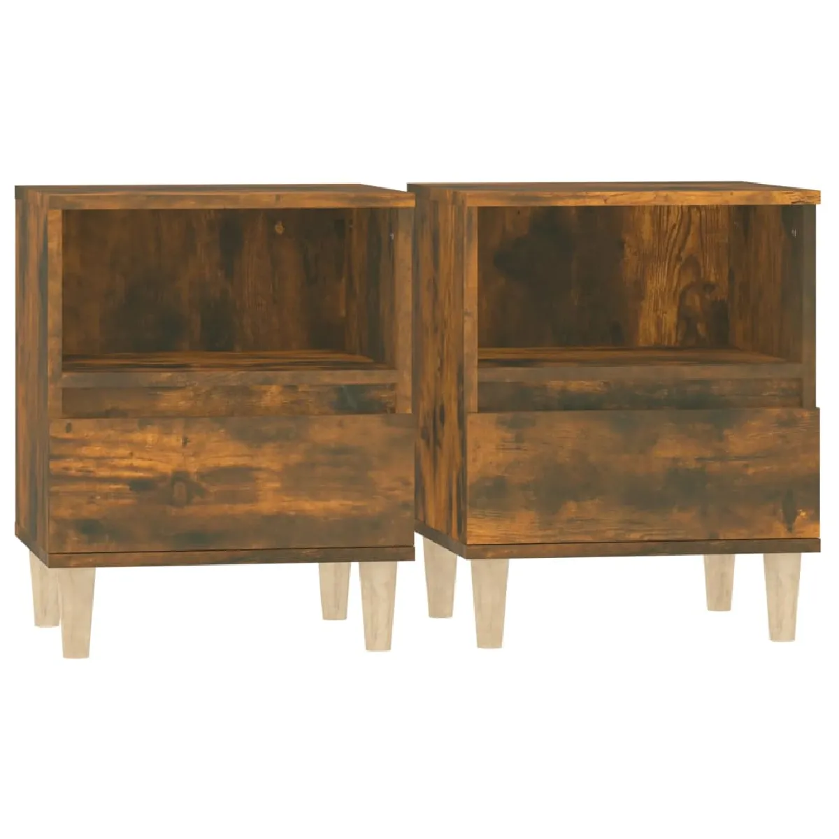 Lot De 2 Tables De Chevet Avec Tiroir Et Compartiment Ouvert 40 X 35 Dec035090