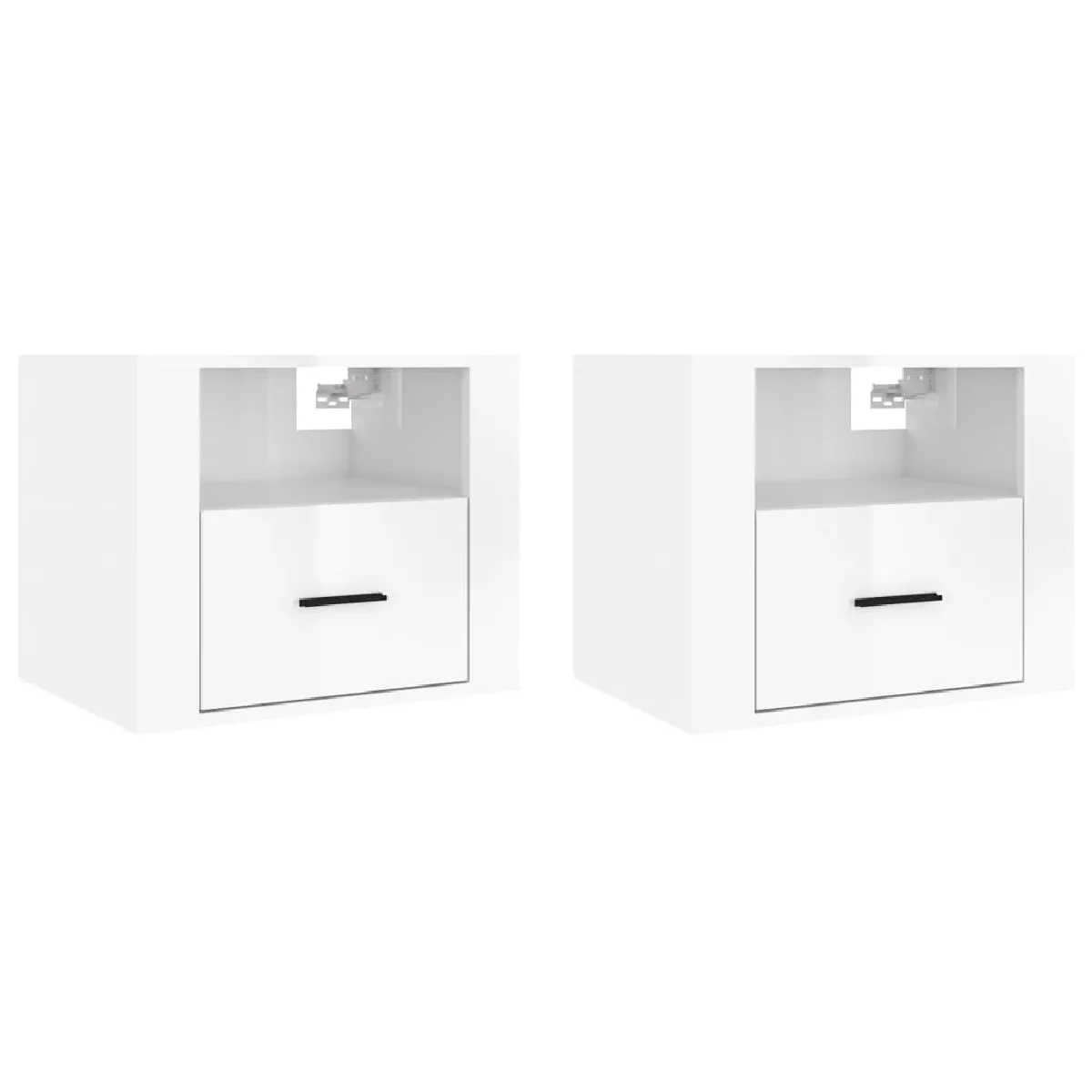 Lot De 2 Tables De Chevet Murales Avec Tiroir Et Compartiment Ouvert 50 X Dec036035