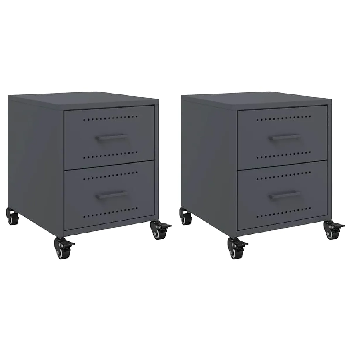 Lot De 2 Tables De Chevet Sur Roulettes Avec Tiroirs 36 X 39 X Dec034822
