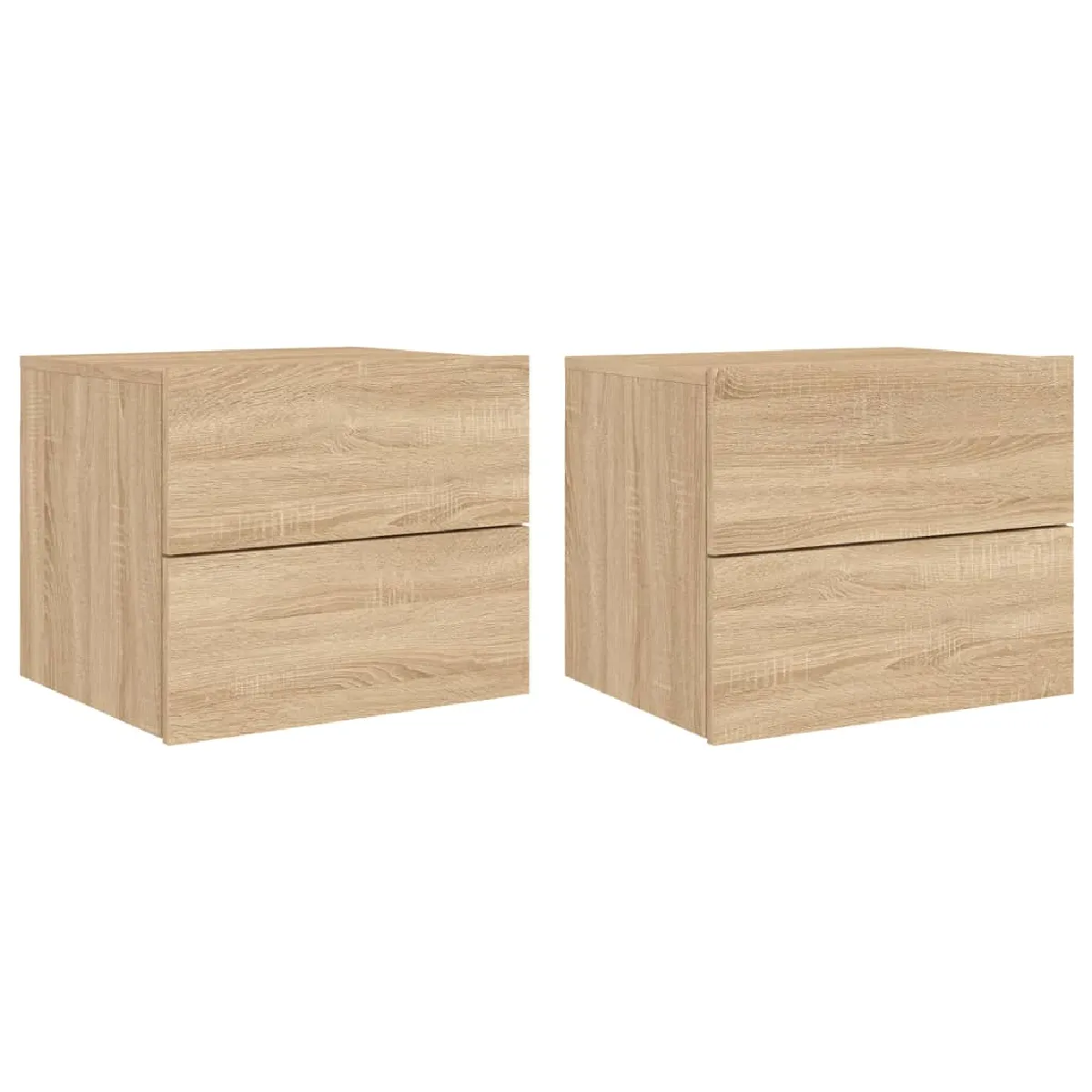 Lot De 2 Tables De Chevet Murales Avec Lumières Led Et Tiroirs En Bois Dec036144