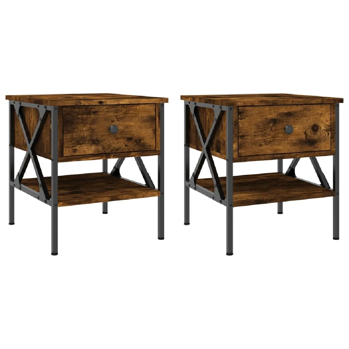 Lot De 2 Tables De Chevet Avec Tiroir Et Étagère 40 X 42 X Dec035129