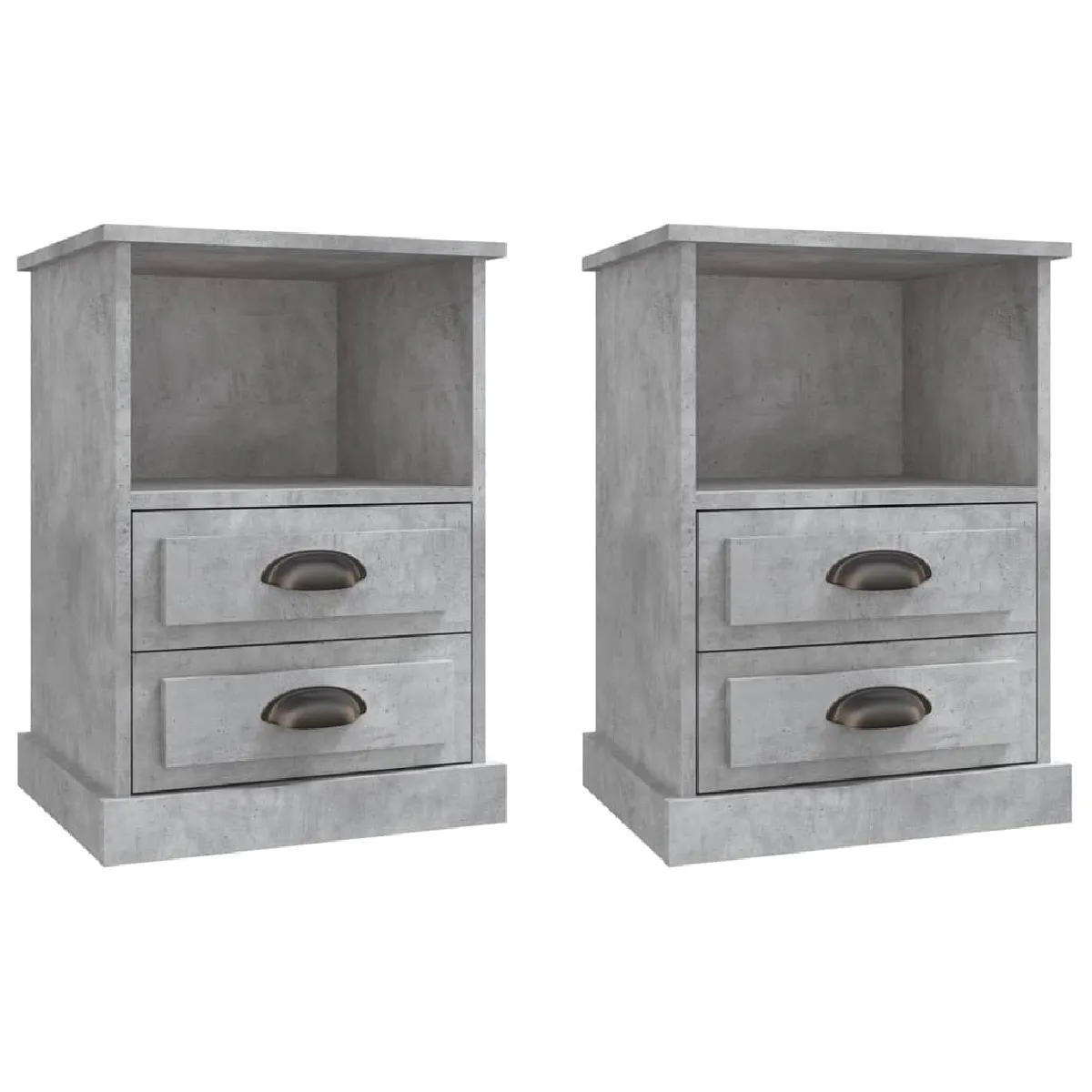 Lot De 2 Tables De Chevet Avec Deux Tiroirs Et Compartiment Ouvert 43 X Dec035400