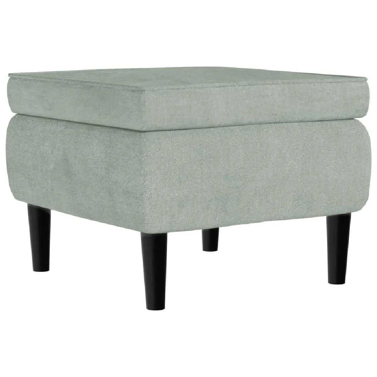 Tabouret Assise Repose-pieds Avec Pieds En Bois Assise En Tissu Velours Gris Clair Dec026302