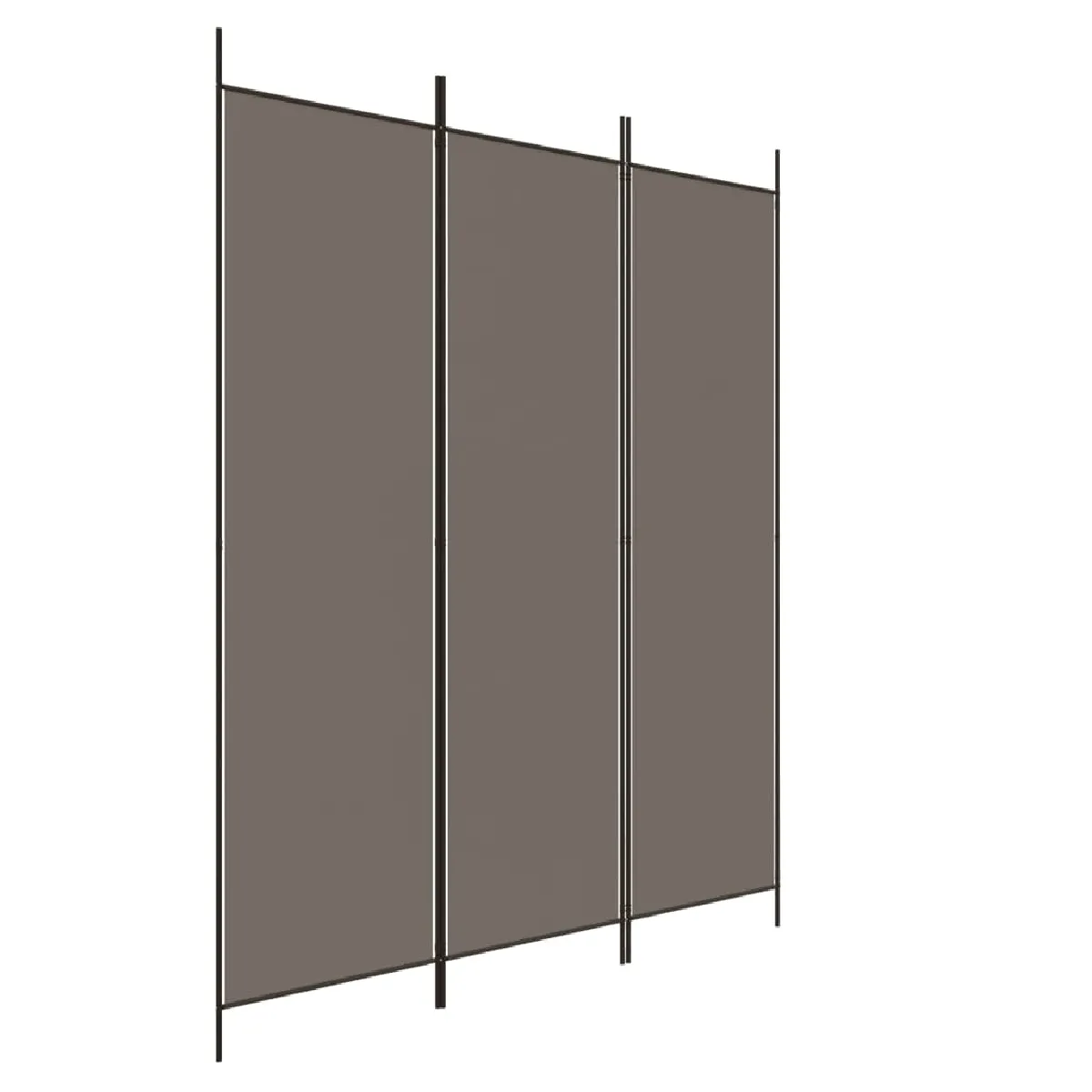 Paravent Séparateur De Pièce Cloison 3 Panneaux 150 X 220 Cm Tissu Anthracite Et Dec030724
