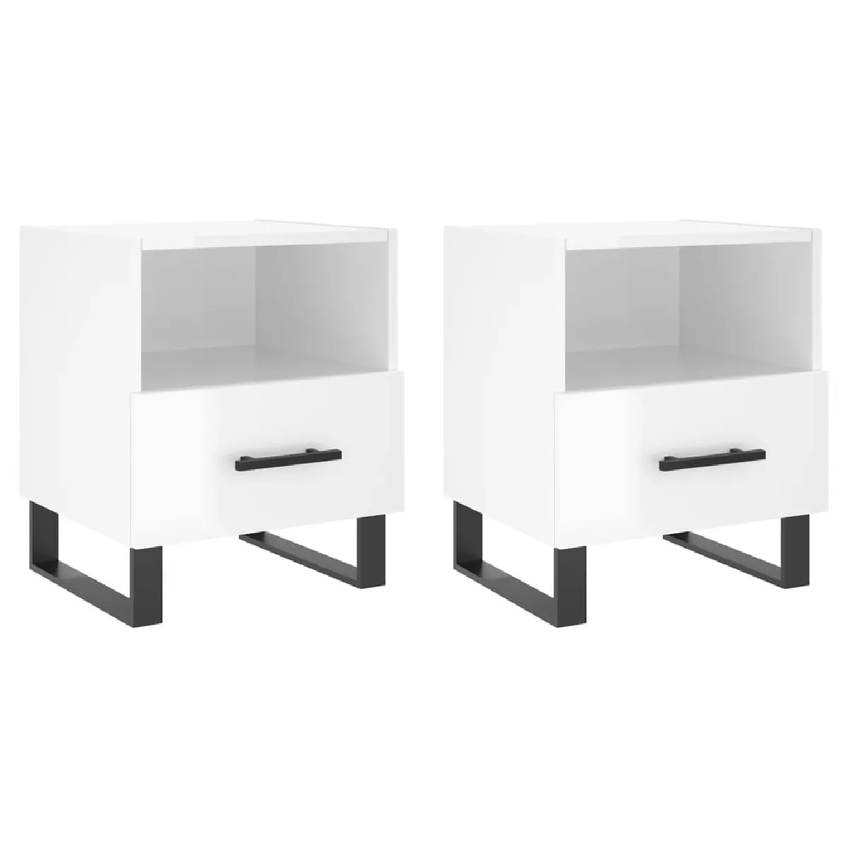 Lot De 2 Tables De Chevet Avec Tiroir Et Compartiment Ouvert 40 X 35 Dec035001