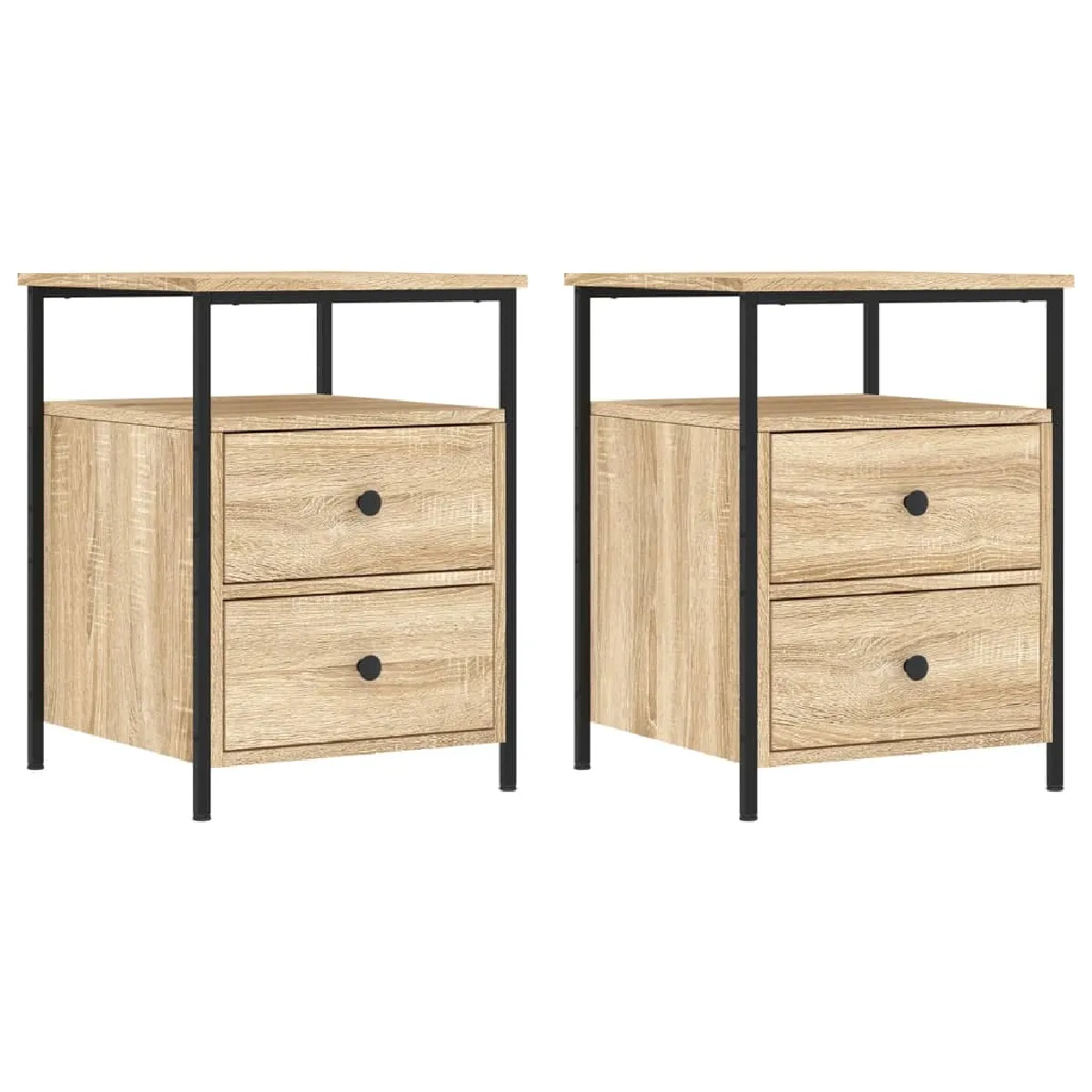 Lot De 2 Tables De Chevet Avec Tiroirs Et Étagère 44 X 45 X Dec035893
