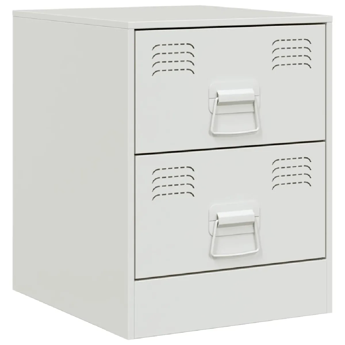Table De Chevet Avec 2 Tiroirs 34,5 X 39 X 44 Cm Acier Blanc Dec033291