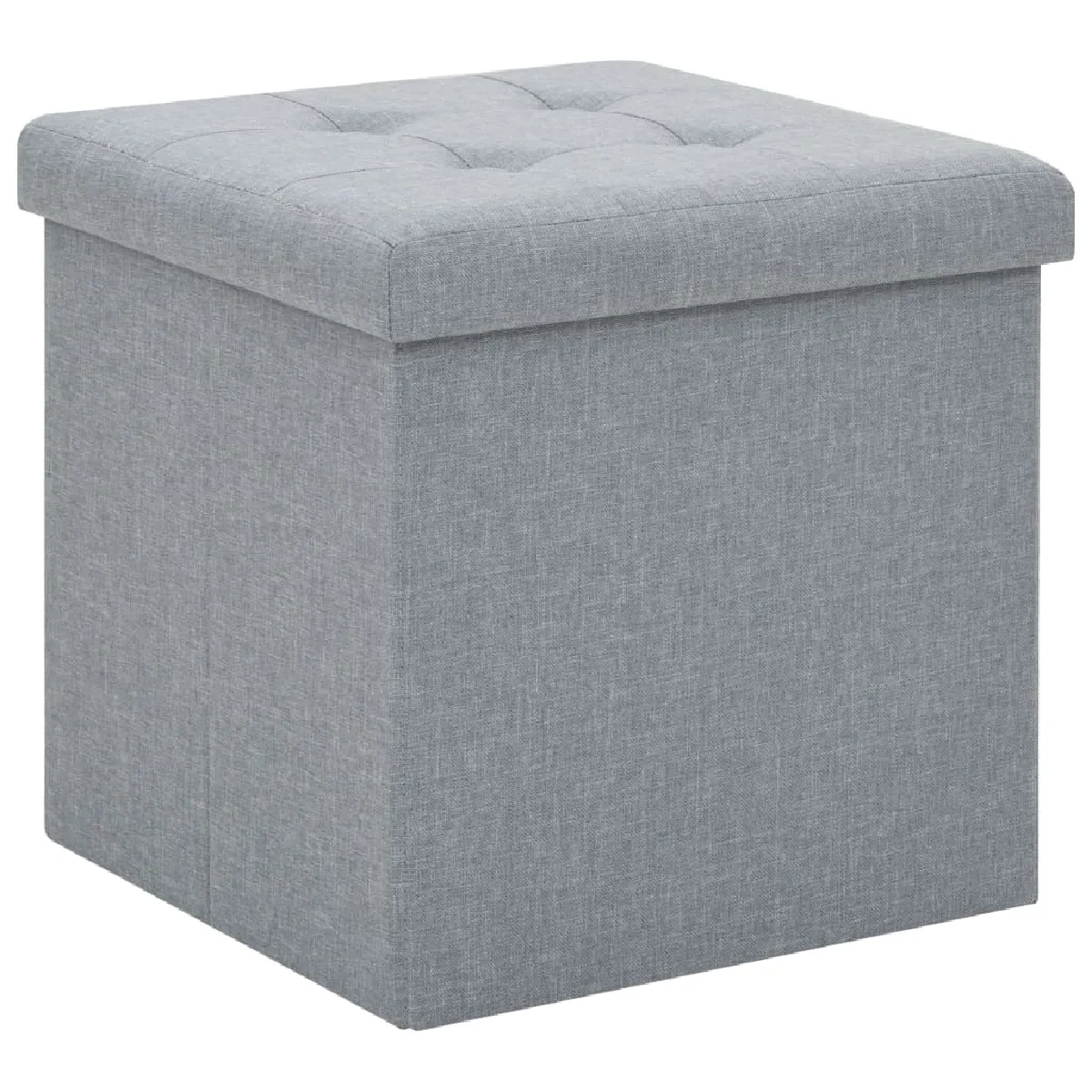 Tabouret Assise Pouf Avec Espace De Rangement Pliable En Mdf Et Faux Lin Gris Dec026346