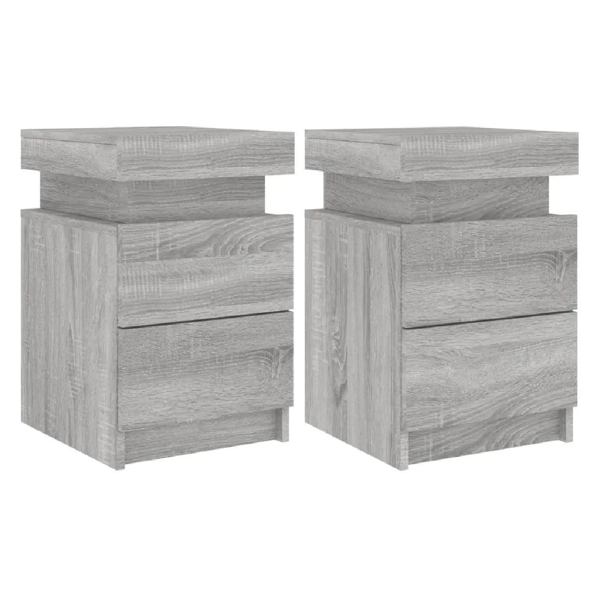 Lot De 2 Tables De Chevet Avec Lumières Led Et Tiroirs 35 X 39 Dec035942
