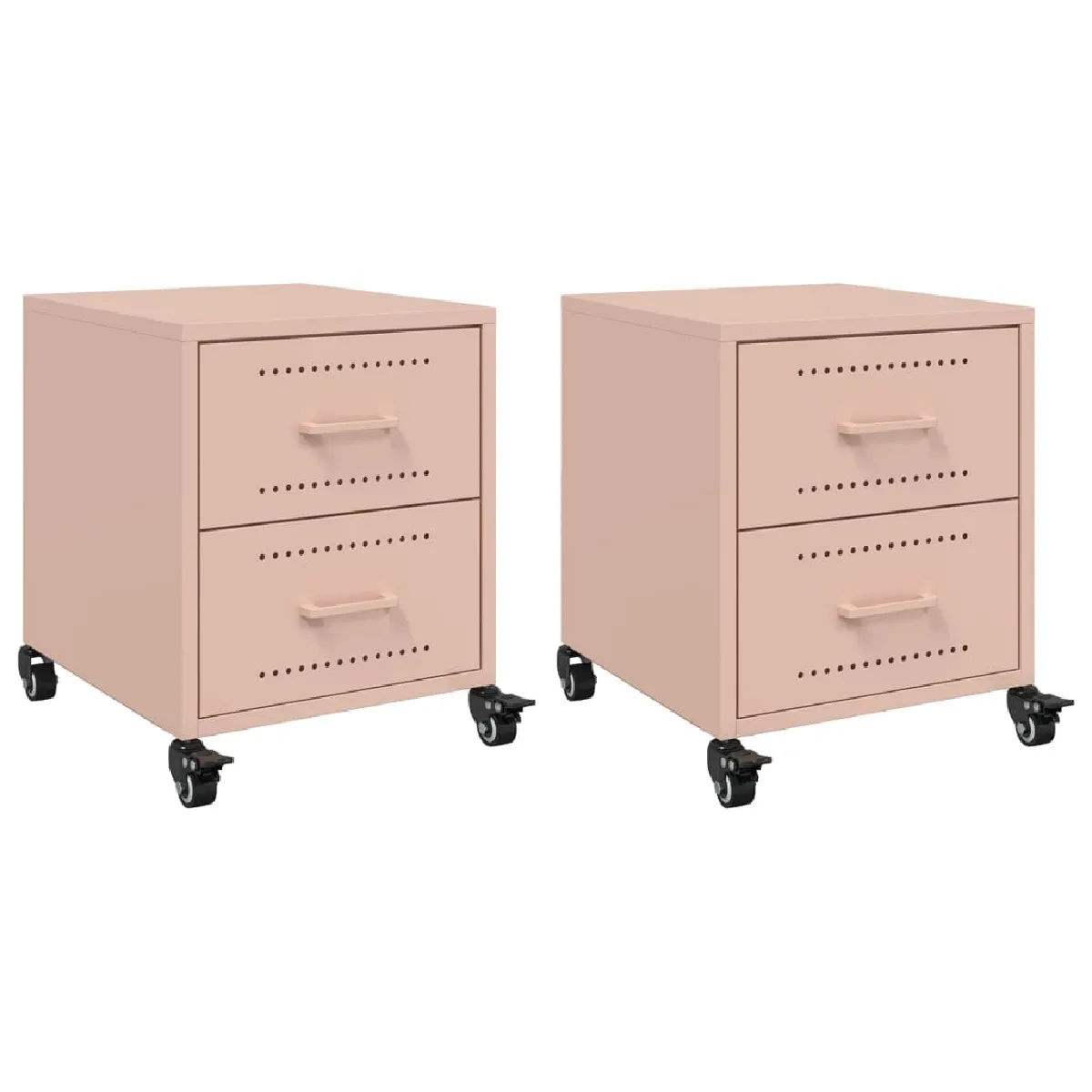 Lot De 2 Tables De Chevet Sur Roulettes Avec Tiroirs 36 X 39 X Dec035628