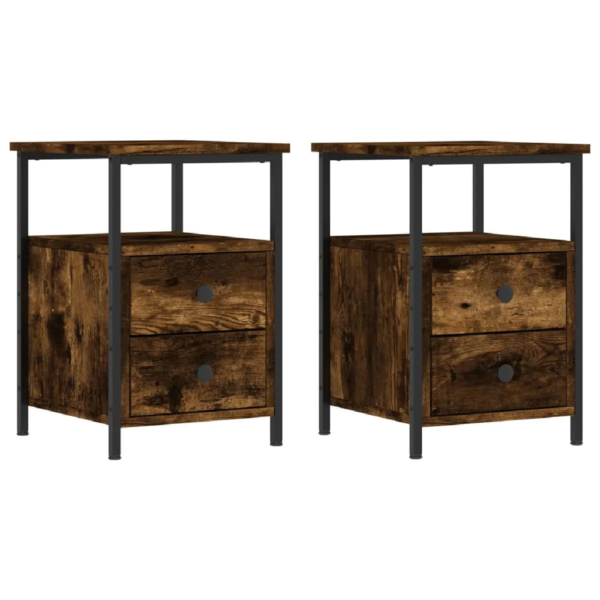 Lot De 2 Tables De Chevet Avec Tiroirs Et Étagère 34 X 35,5 X Dec035062