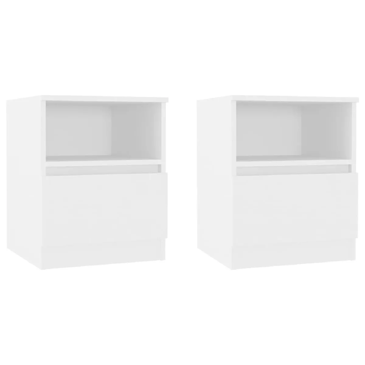 Lot De 2 Tables De Chevet Avec Tiroirs Et Compartiment Ouvert 40 X 40 Dec034955