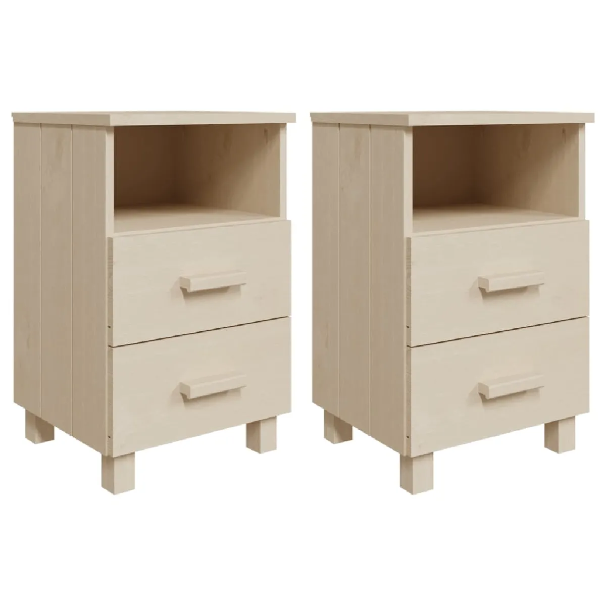 Lot De 2 Tables De Chevet Avec Tiroirs Et Compartiment Ouvert 40 X 35 Dec036007