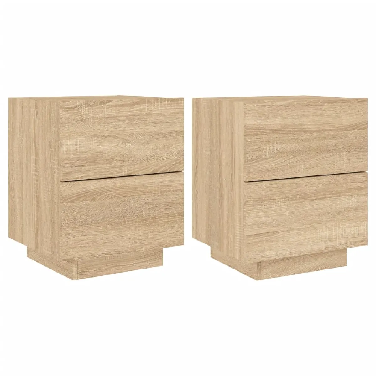 Lot De 2 Tables De Chevet Avec Tiroirs En Bois D'ingénierie Couleur Chêne Dec032851