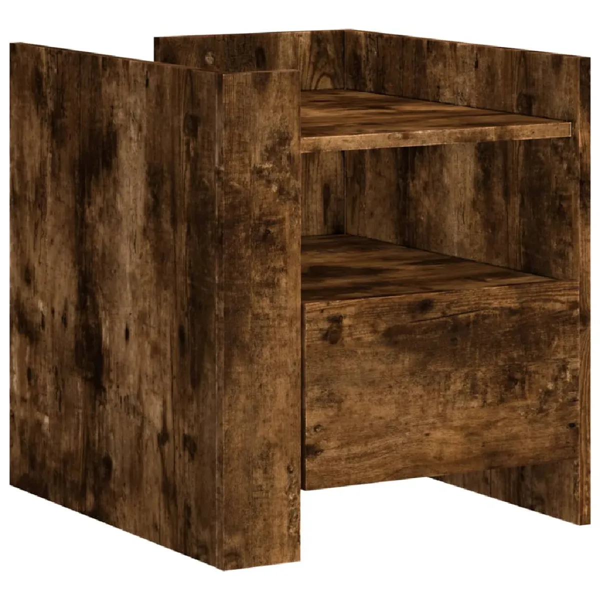 Table De Chevet Avec Étagères Et Tiroir 45 X 50 X 50 Cm Bois Dec033657