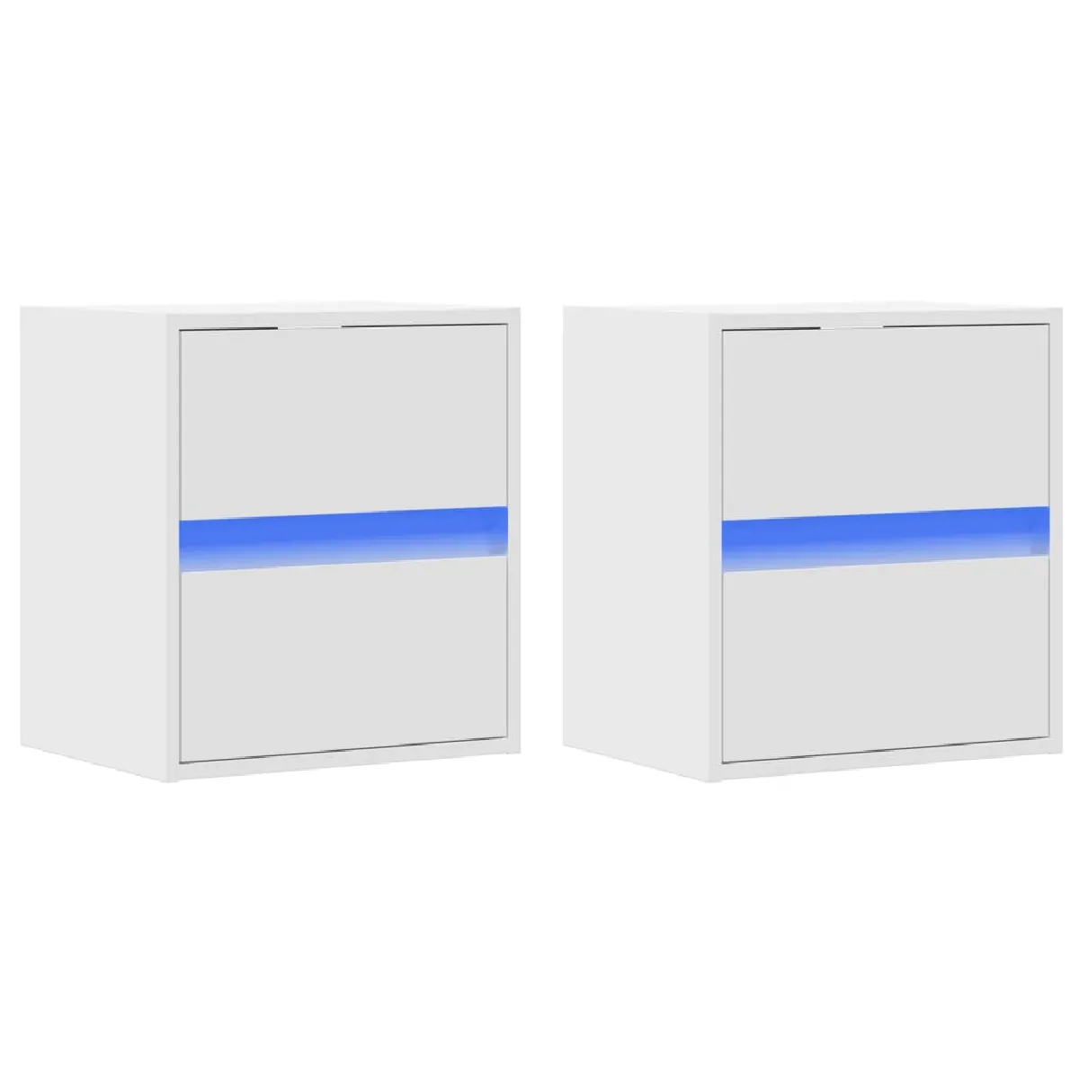 Lot De 2 Tables De Chevet Murales Avec Lumières Led Avec Tiroirs En Bois Dec036126