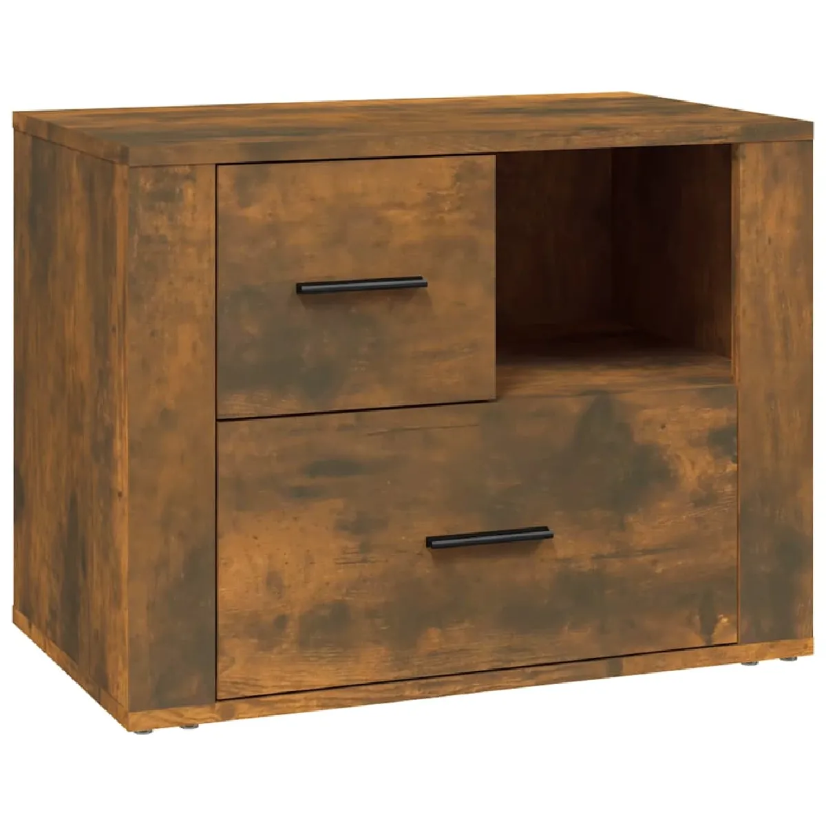 Table De Chevet Avec Tiroirs Et Compartiment 60 X 36 X 45 Cm Bois Dec033670