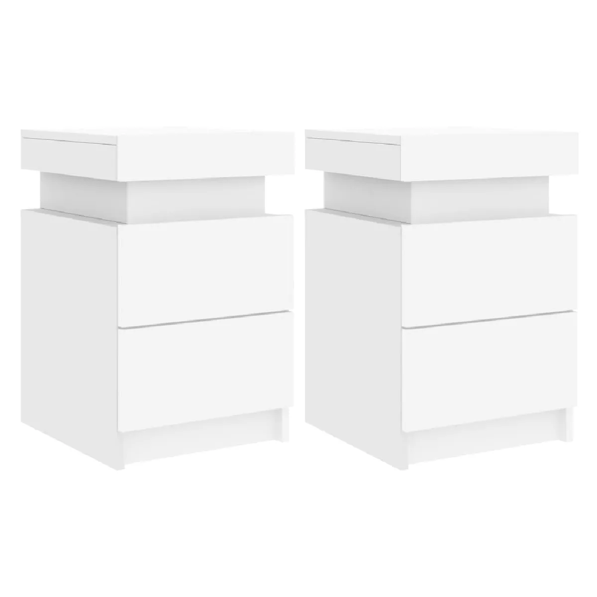 Lot De 2 Tables De Chevet Avec Lumières Led Et Tiroirs 35 X 39 Dec035931
