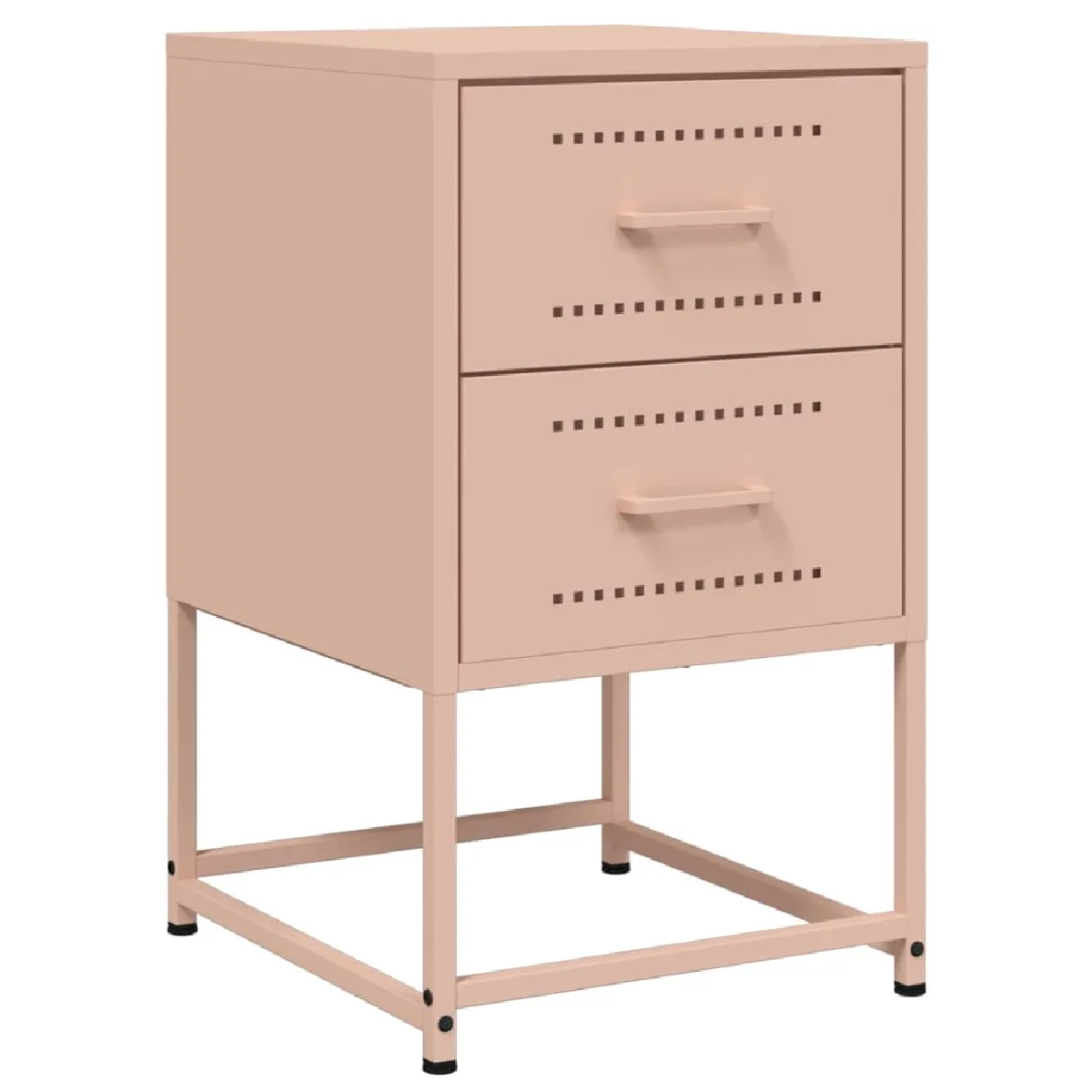 Table De Chevet Avec Deux Tiroirs 36 X 39 X 60,5 Cm Acier Rose Dec034564