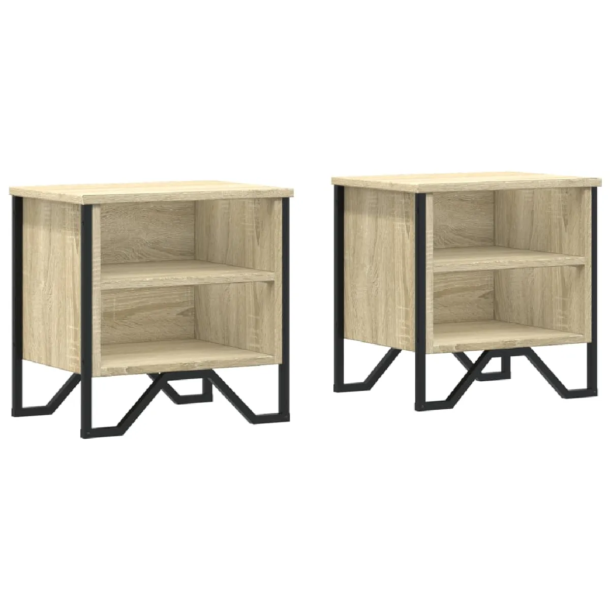 Lot De 2 Tables De Chevet Avec Étagères 40 X 30 X 40cm Bois Dec035879