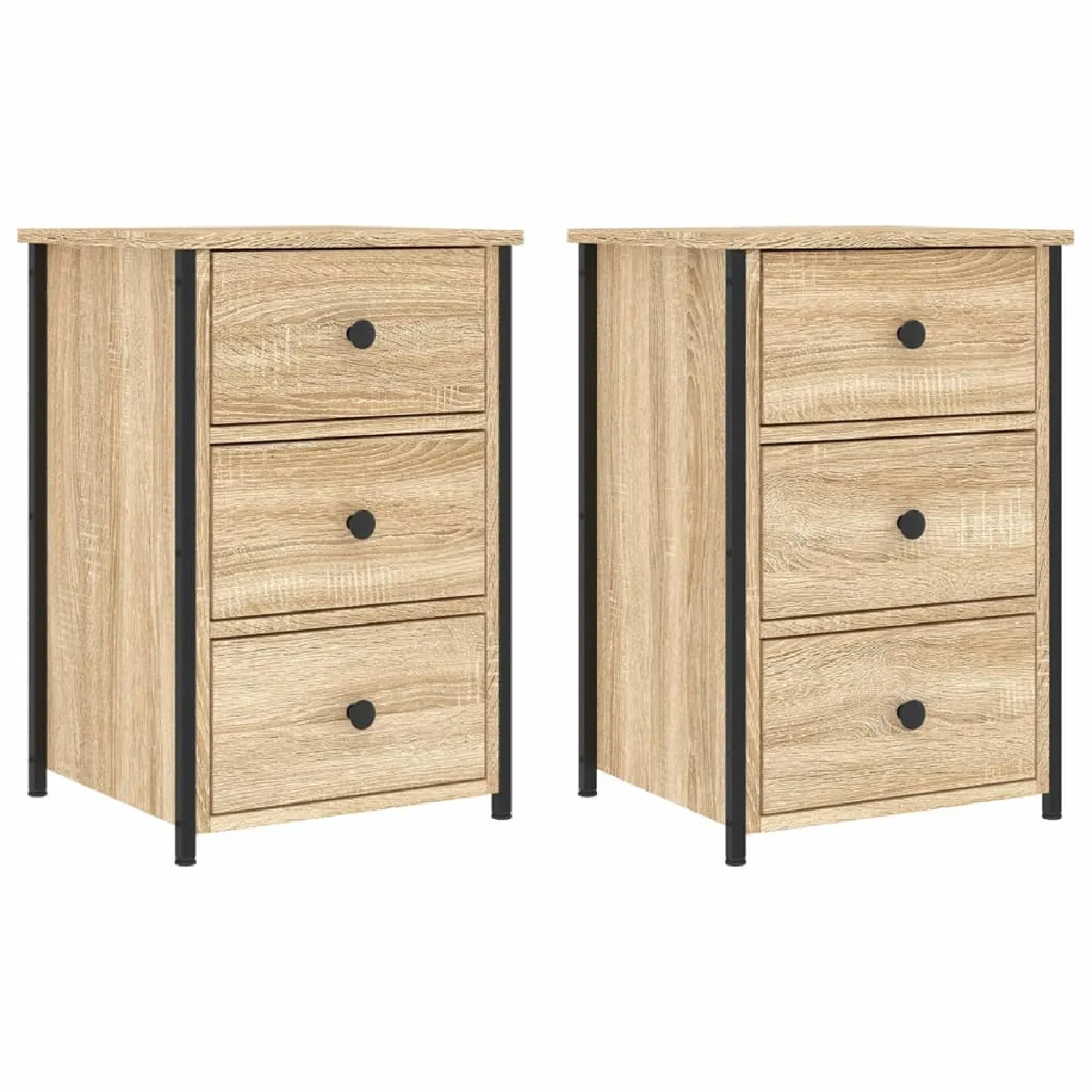 Lot De 2 Tables De Chevet Avec 3 Tiroirs 40 X 36 X 60 Dec035265
