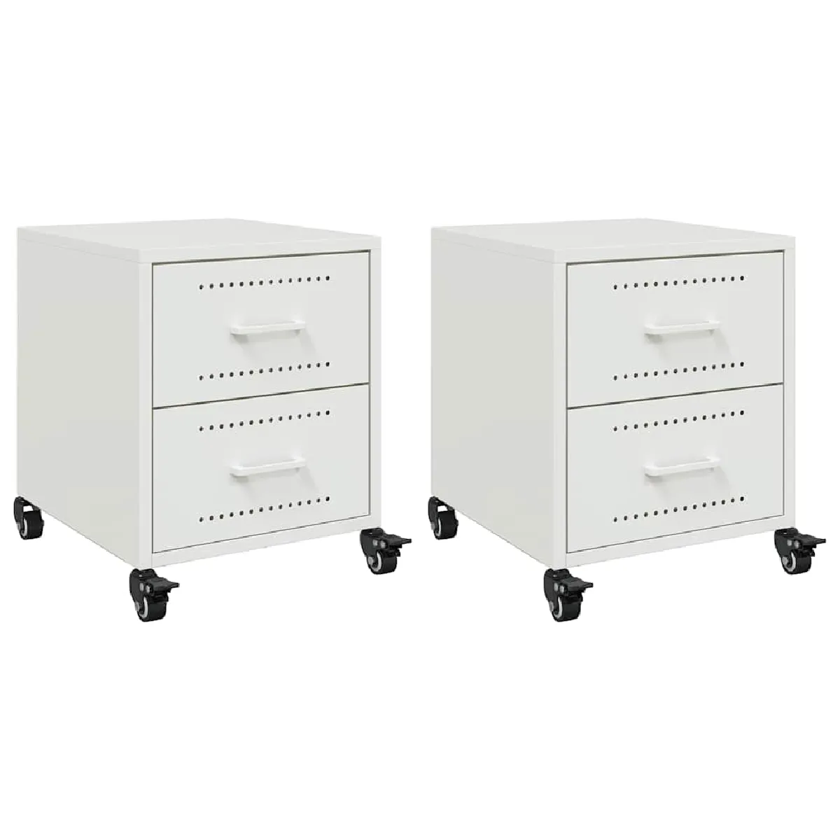 Lot De 2 Tables De Chevet Sur Roulettes Avec Tiroirs 36 X 39 X Dec034863