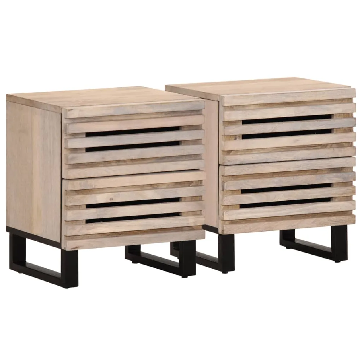 Lot De 2 Tables De Chevet Avec Tiroirs 40 X 34 X 46 Cm Dec034798