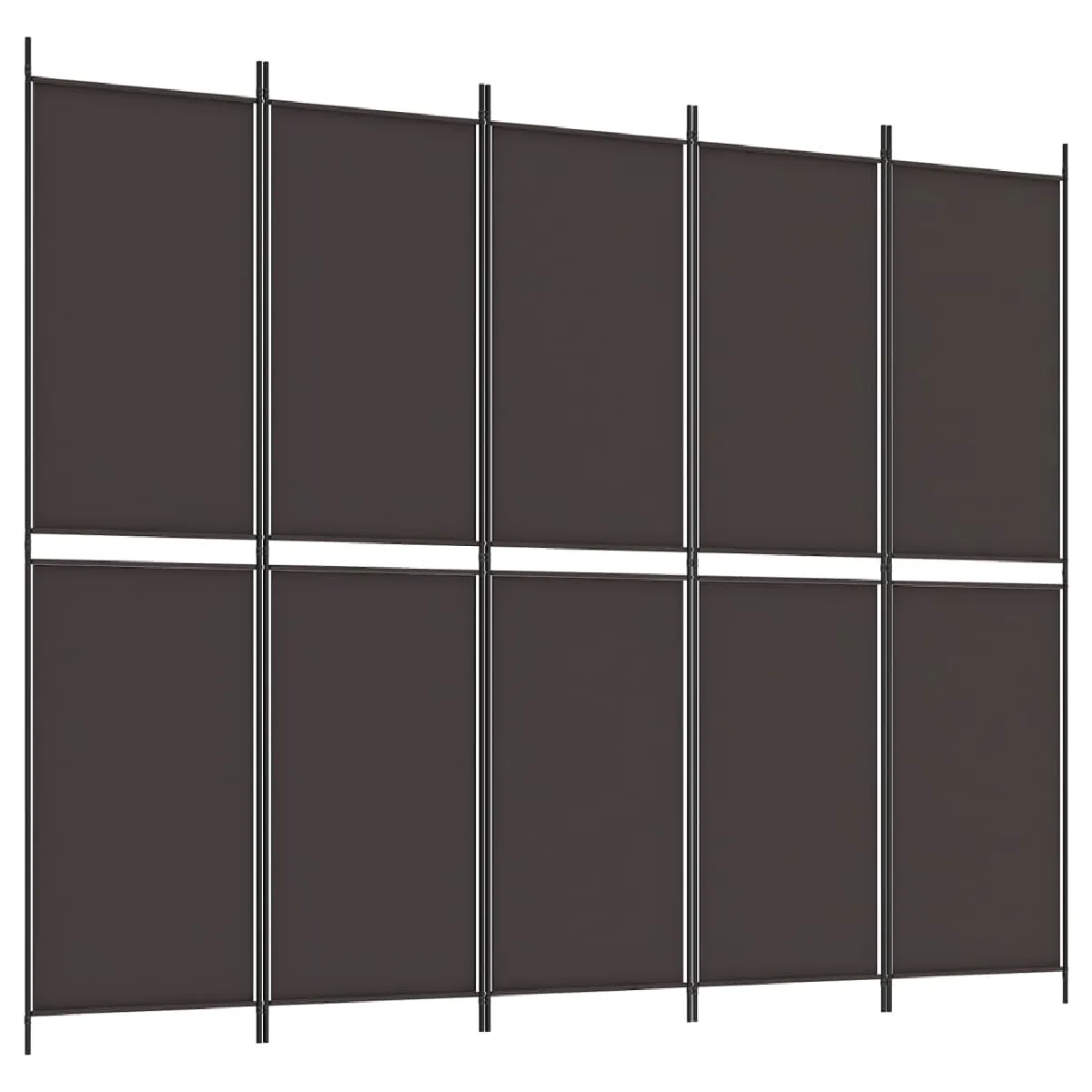 Paravent Séparateur De Pièce Cloison 5 Panneaux 250 X 200 Cm Tissu Marron Et Dec030982