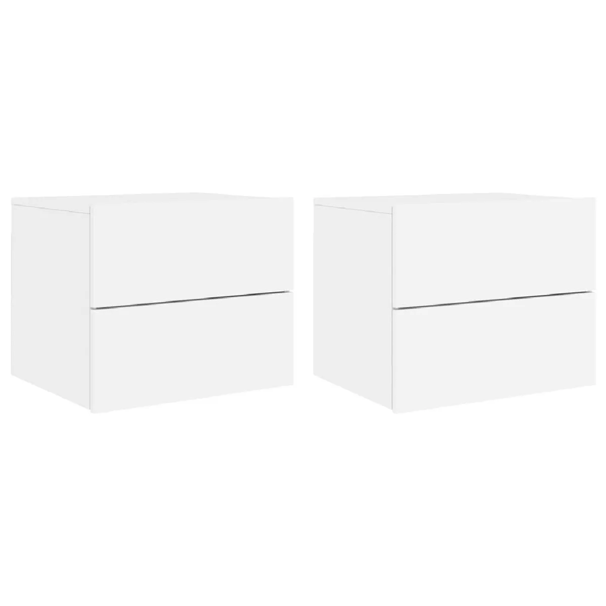 Lot De 2 Tables De Chevet Murales Avec Lumières Led Deux Tiroirs Bois D'ingénierie Dec036121