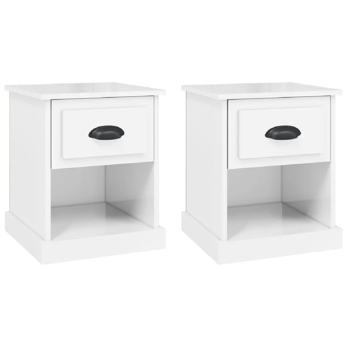 Lot De 2 Tables De Chevet Avec Tiroir Et Compartiment Ouvert 39 X 39 Dec034985