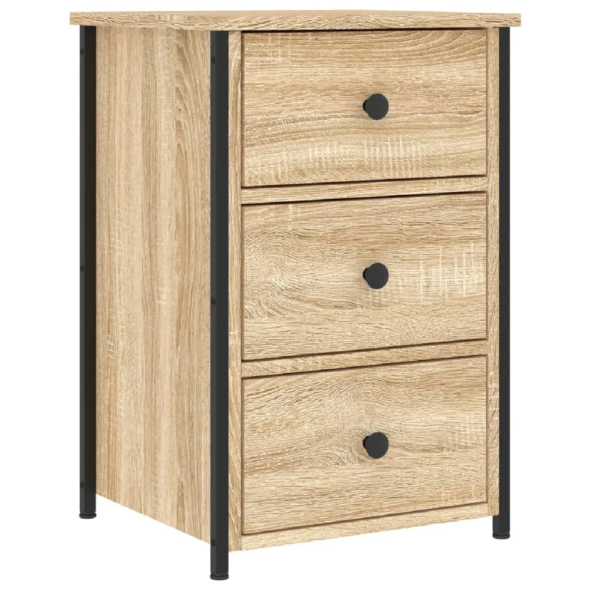 Table De Chevet Avec 3 Tiroirs 40 X 36 X 60 Cm Bois D'ingénierie Dec033848