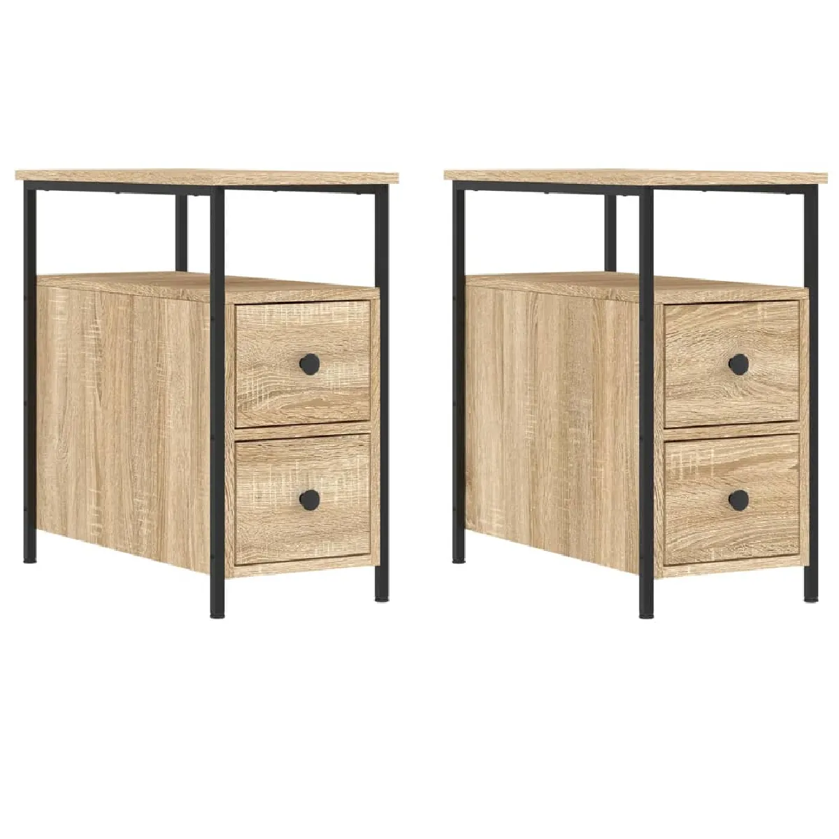 Lot De 2 Tables De Chevet Avec Tiroirs Et Étagère 30 X 60 X Dec035219