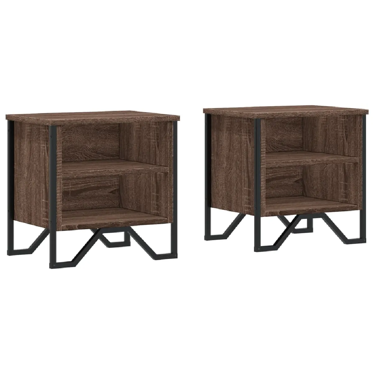 Lot De 2 Tables De Chevet Avec Compartiment Ouvert 40 X 30 X 40cm Dec035834