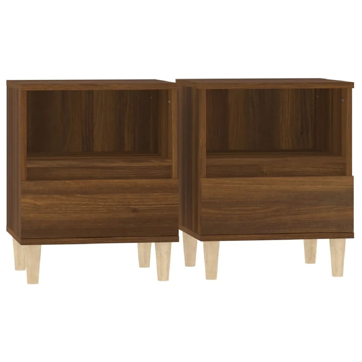 Lot De 2 Tables De Chevet Avec Tiroir Et Compartiment Ouvert 40 X 35 Dec035181