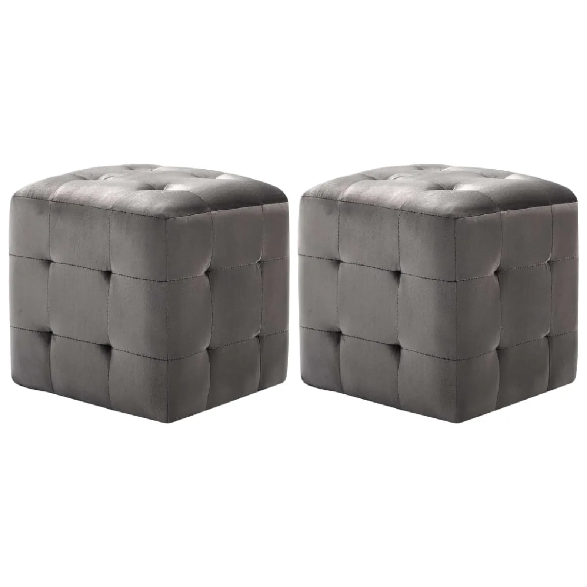 Lot De 2 Tabourets Poufs Repose-pieds 30 X 30 X 30 Cm En Tissu Dec032758