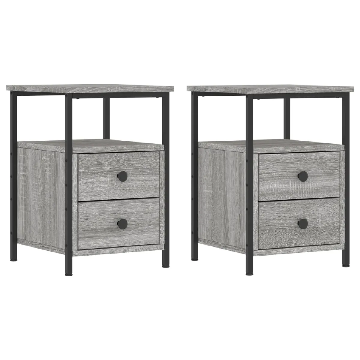 Lot De 2 Tables De Chevet Avec Tiroirs Et Étagère 34 X 35,5 X Dec035648
