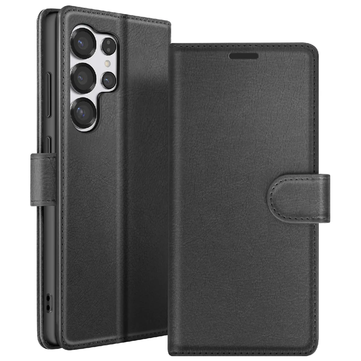 Étui Portefeuille Pour Galaxy S25 Ultra Avec Support Et Languette Magnétique Noir Zanaé