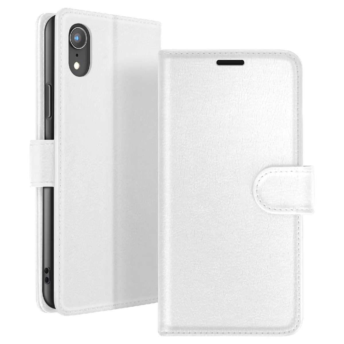 Étui Portefeuille Pour Iphone Xr Avec Fonction Support Et Languette Magnétique Blanc Zanaé