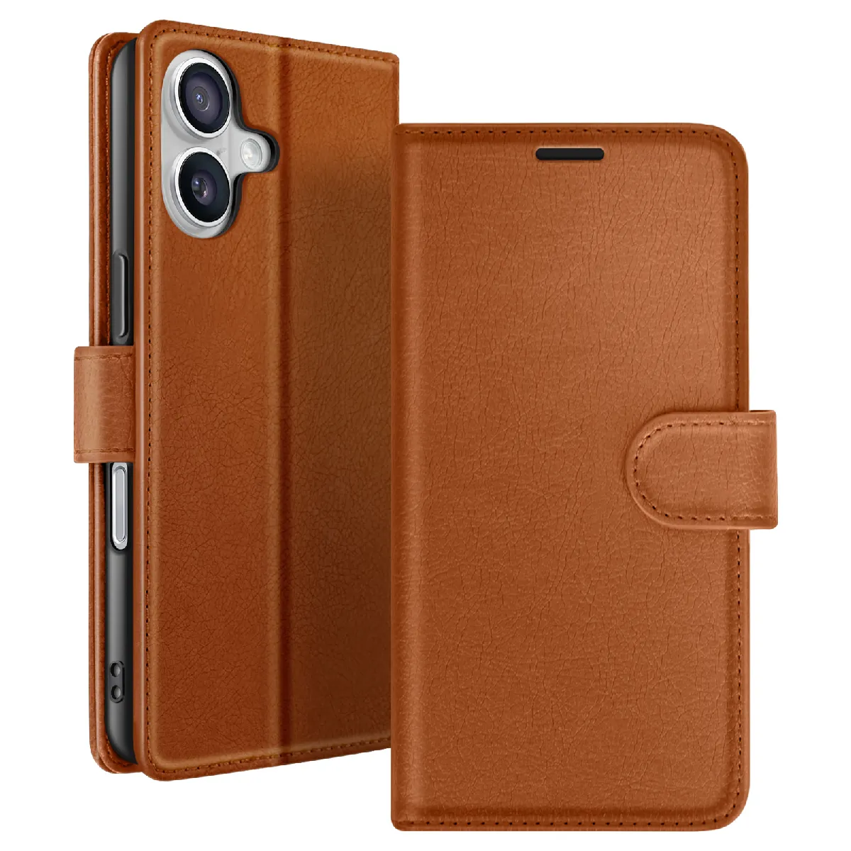 Étui Portefeuille Pour Iphone 17 Air Fonction Support Et Languette Magnétique Marron Zanaé