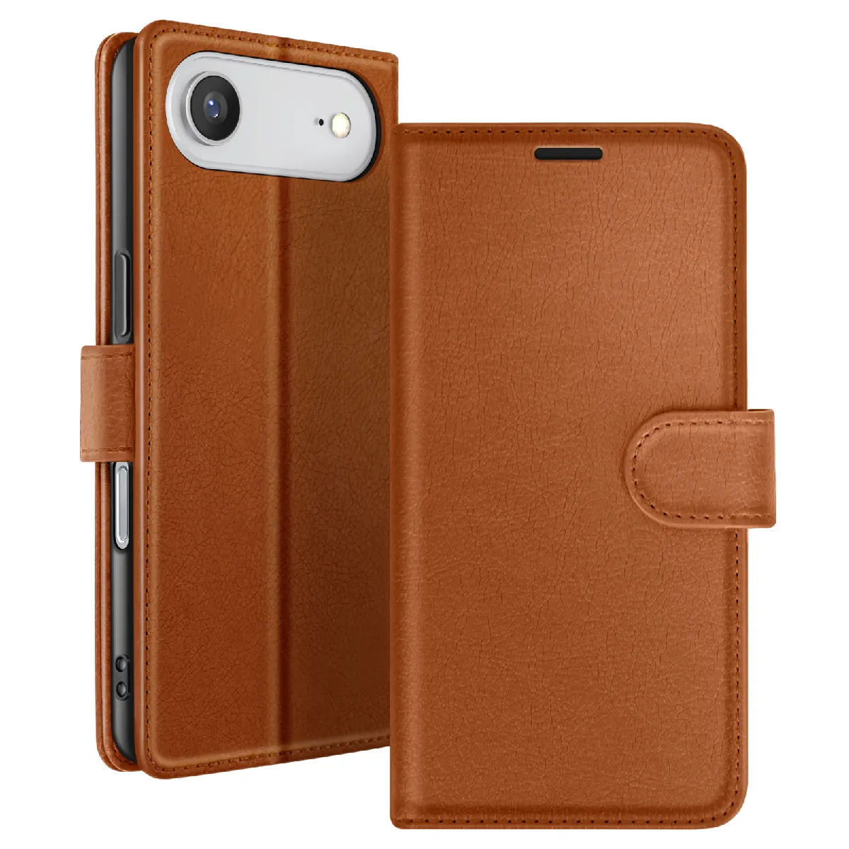 Étui Portefeuille Pour Iphone 17 Air Fonction Support Et Languette Magnétique Marron Zanaé