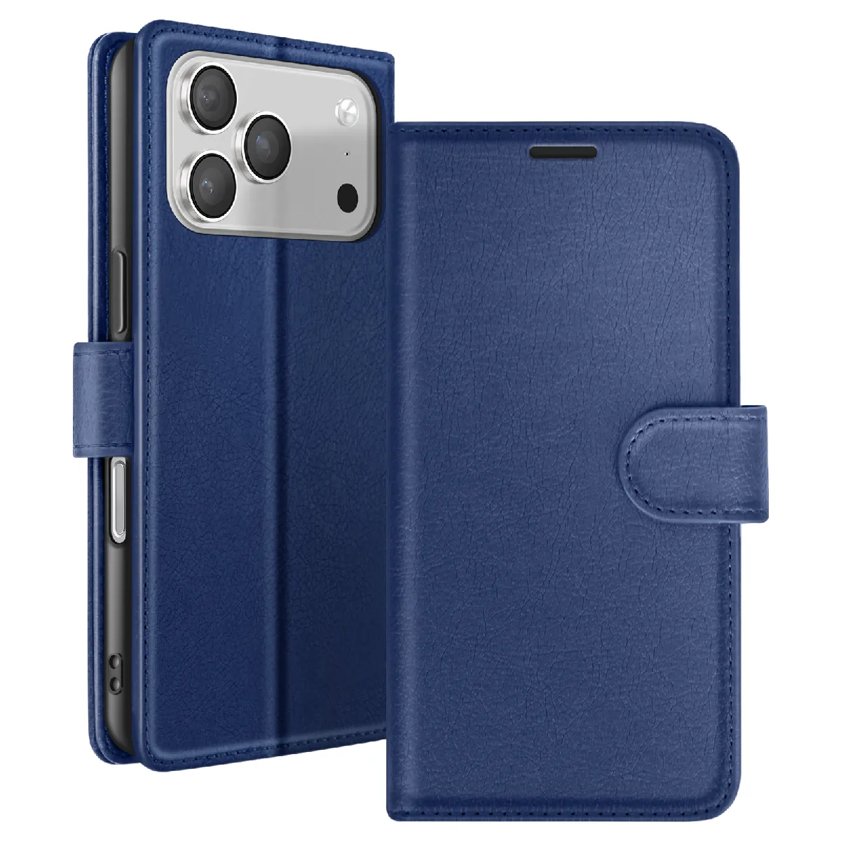 Étui Portefeuille Pour Iphone 17 Pro Max Avec Support Et Languette Magnétique Bleu Nuit Zanaé